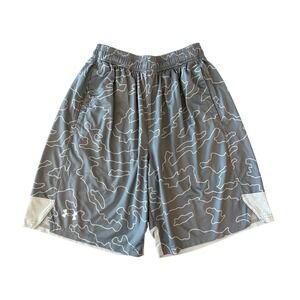 Under Armour Gorpcore Athletic Shorts Mens Geometric Print M Loosefit Sage Green